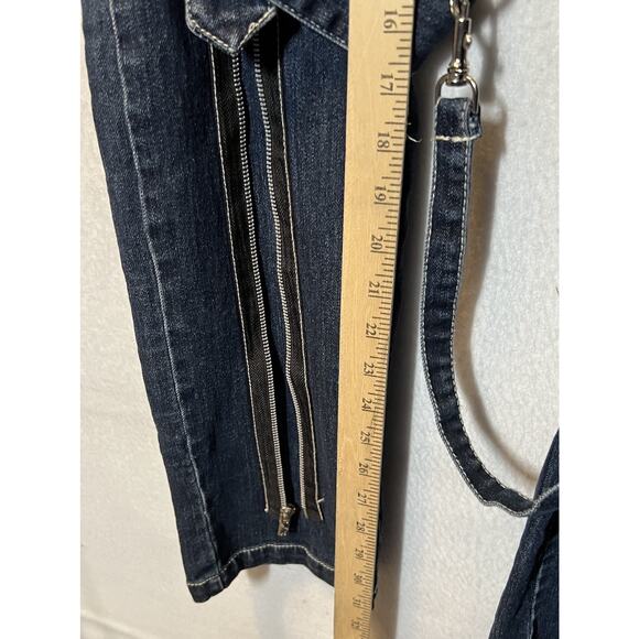 Tripp NYC Dark Blue Straight Leg Jeans with Zippers & Strap Accents - Picture 6 of 12